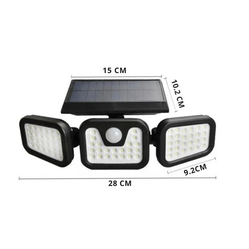 Lámpara LED Solar 3 Cabezas con Sensor