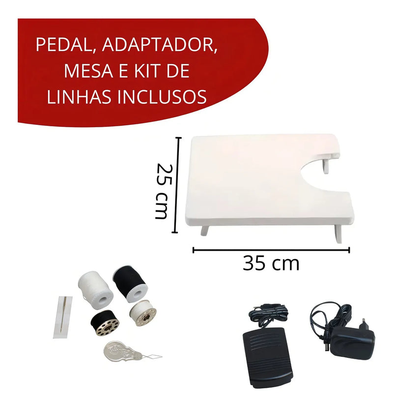 Máquina de Coser Eléctrica Portátil con mesa para Casa – 127V/220V